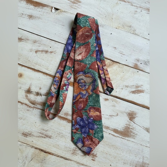 JORDACHE retro abstract artsy necktie 80s men’s tie EUC floral vintage formal - Picture 6 of 12